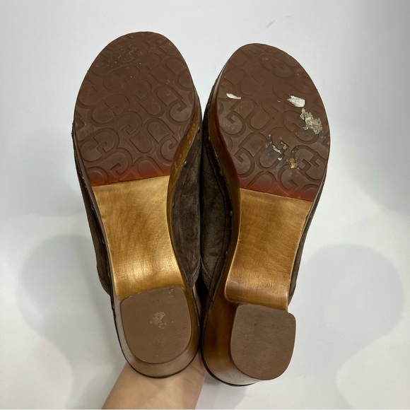 UGG Abbie clog mules brown suede shearling lined women’s size 7 casual boho - Picture 7 of 9